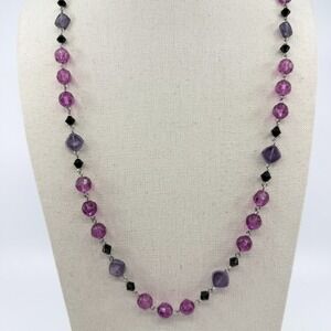Elegant Purple and Black Beaded Necklace Statement Layering Accessory Gift Idea
